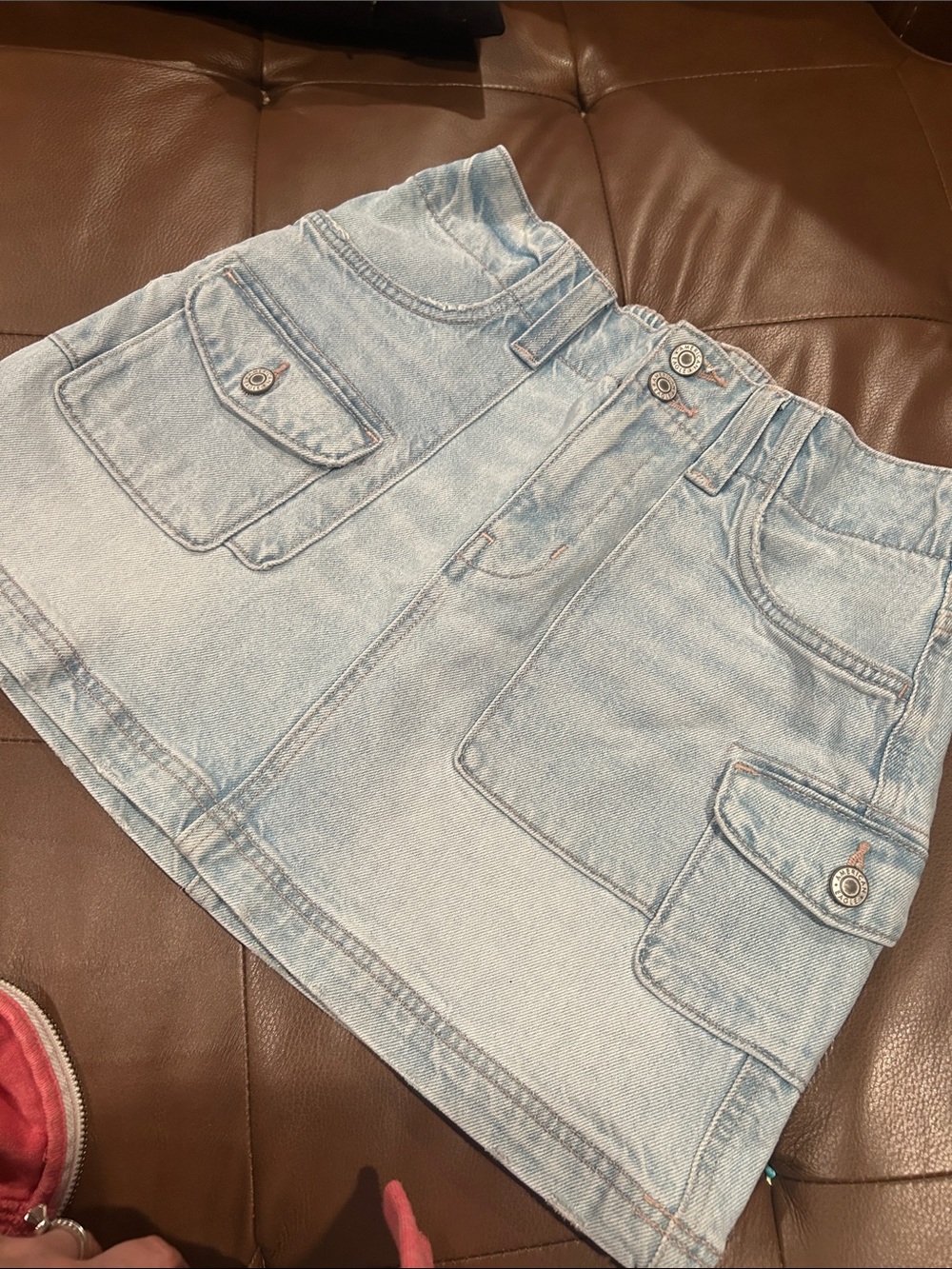American Eagle Outfitters Light Blue Denim Cargo Mini Skirt